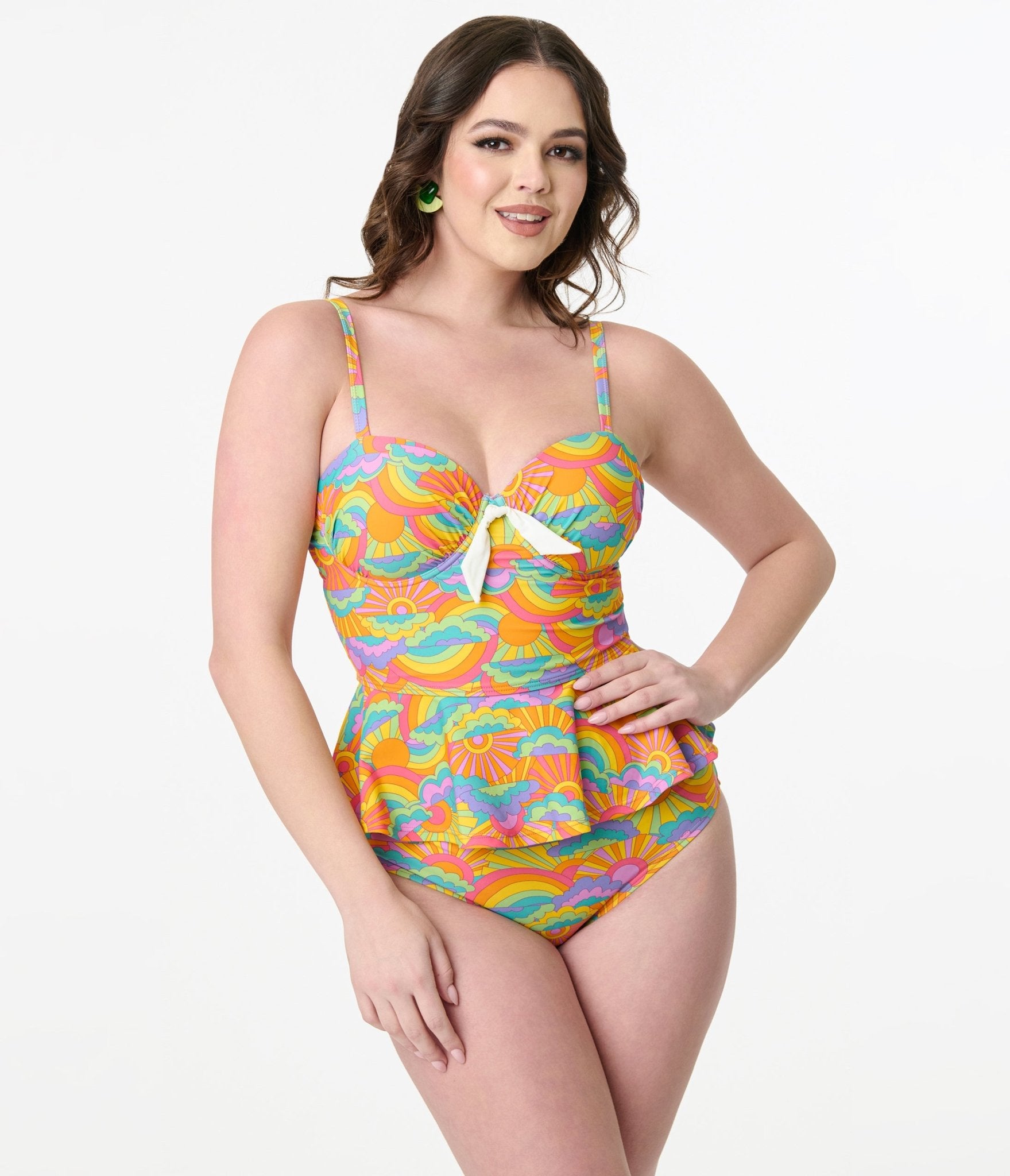 Unique Vintage Happy Groovy Rainbow Solana Tankini Swim Top - Unique Vintage - Womens, SWIM, TOP