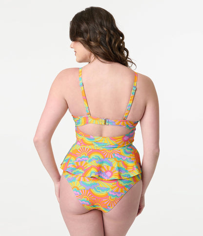 Unique Vintage Happy Groovy Rainbow Solana Tankini Swim Top - Unique Vintage - Womens, SWIM, TOP