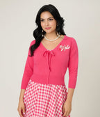 Unique Vintage Hot Pink & Cupid Accent Dandy Cardigan - Unique Vintage - Womens, TOPS, SWEATERS