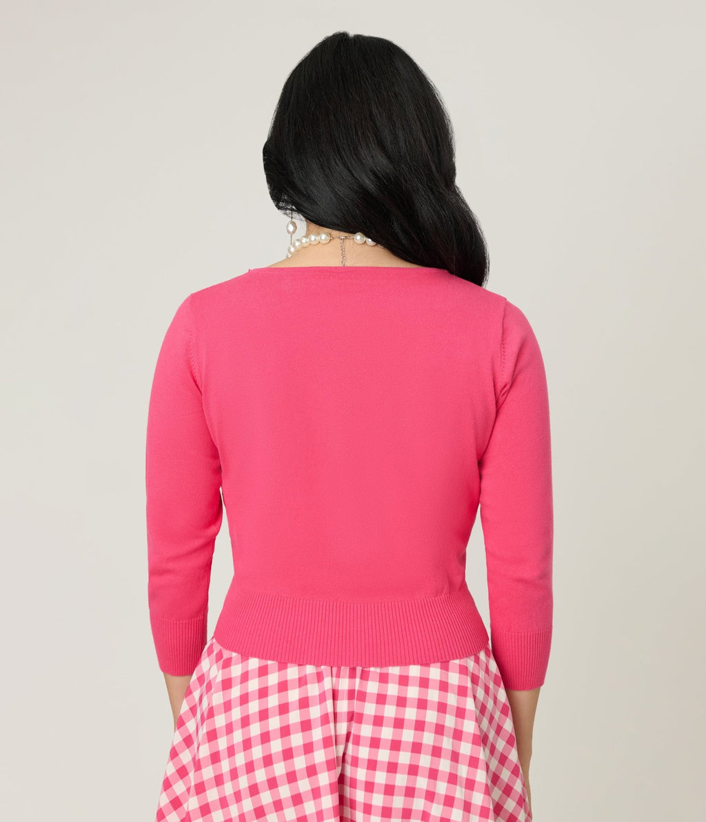 Unique Vintage Hot Pink & Cupid Accent Dandy Cardigan - Unique Vintage - Womens, TOPS, SWEATERS