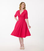 Unique Vintage Hot Pink Delores Swing Dress - Unique Vintage - Womens, DRESSES, SWING