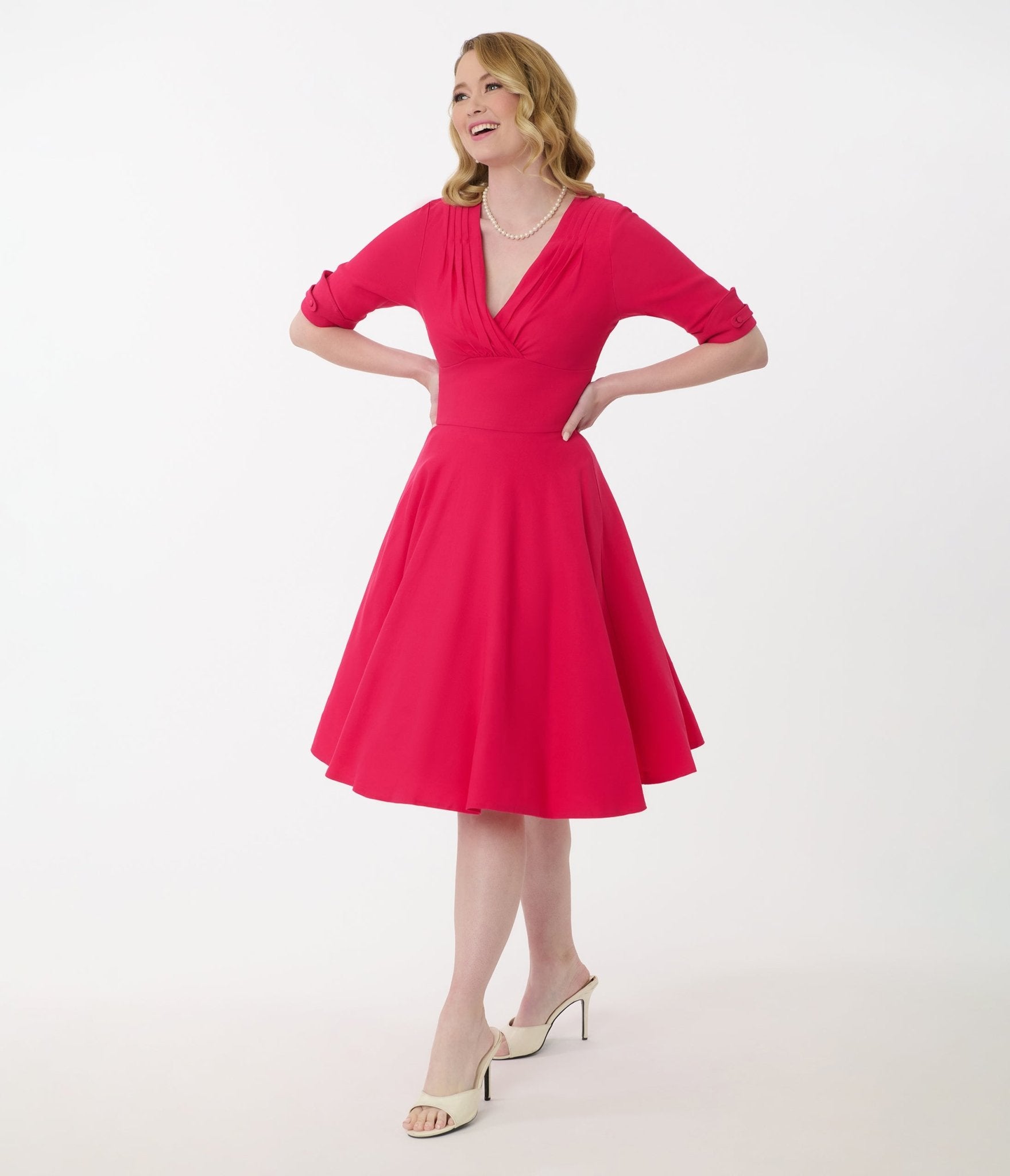 Unique Vintage Hot Pink Delores Swing Dress - Unique Vintage - Womens, DRESSES, SWING