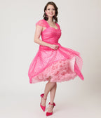 Unique Vintage Hot Pink Garden State Mesh Dress - Unique Vintage - Womens, DRESSES, SWING