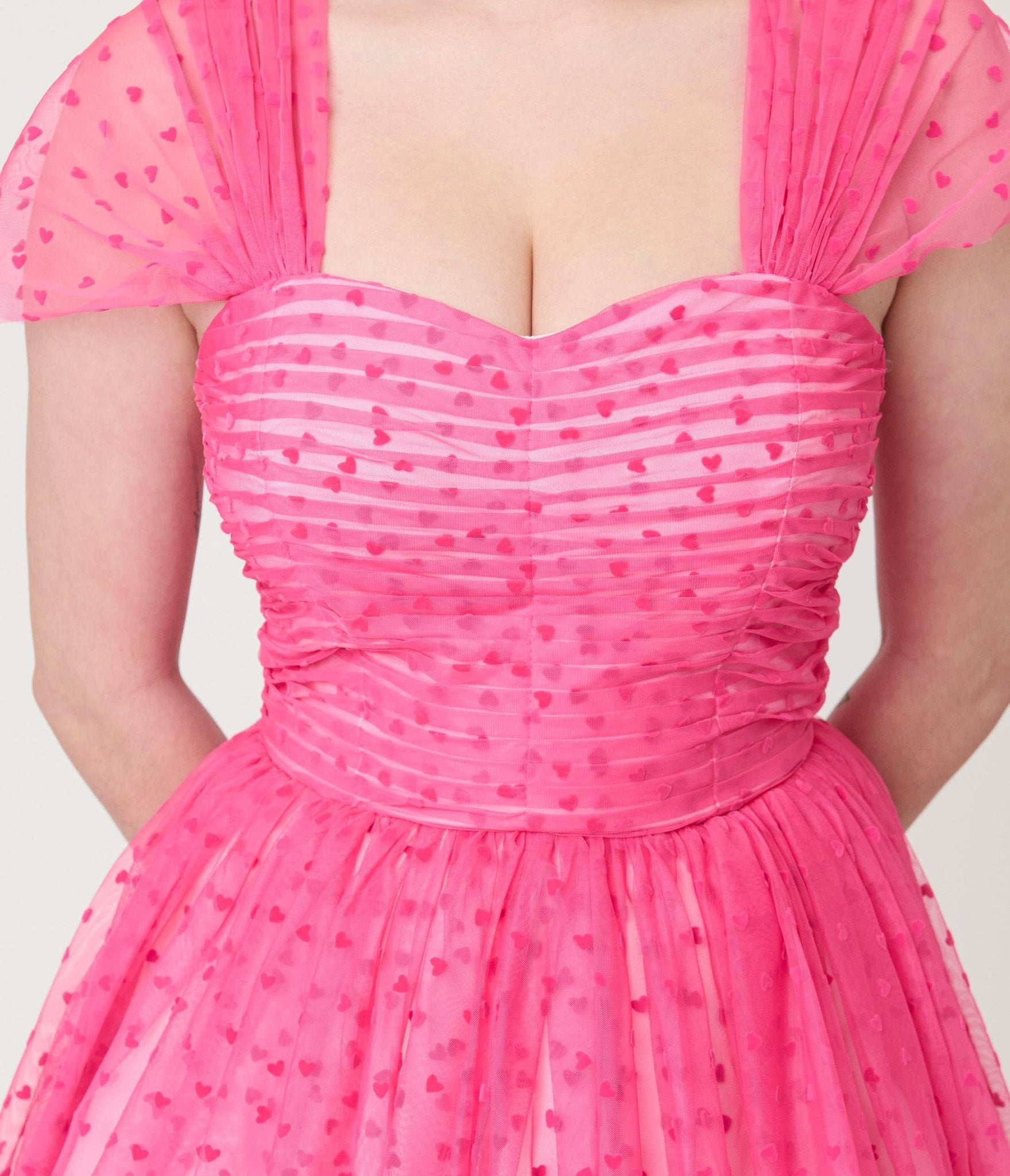 Unique Vintage Hot Pink Garden State Mesh Dress - Unique Vintage - Womens, DRESSES, SWING