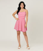 Unique Vintage Hot Pink Gingham Follow Your Heart Flare Dress - Unique Vintage - Womens, DRESSES, FIT AND FLARE