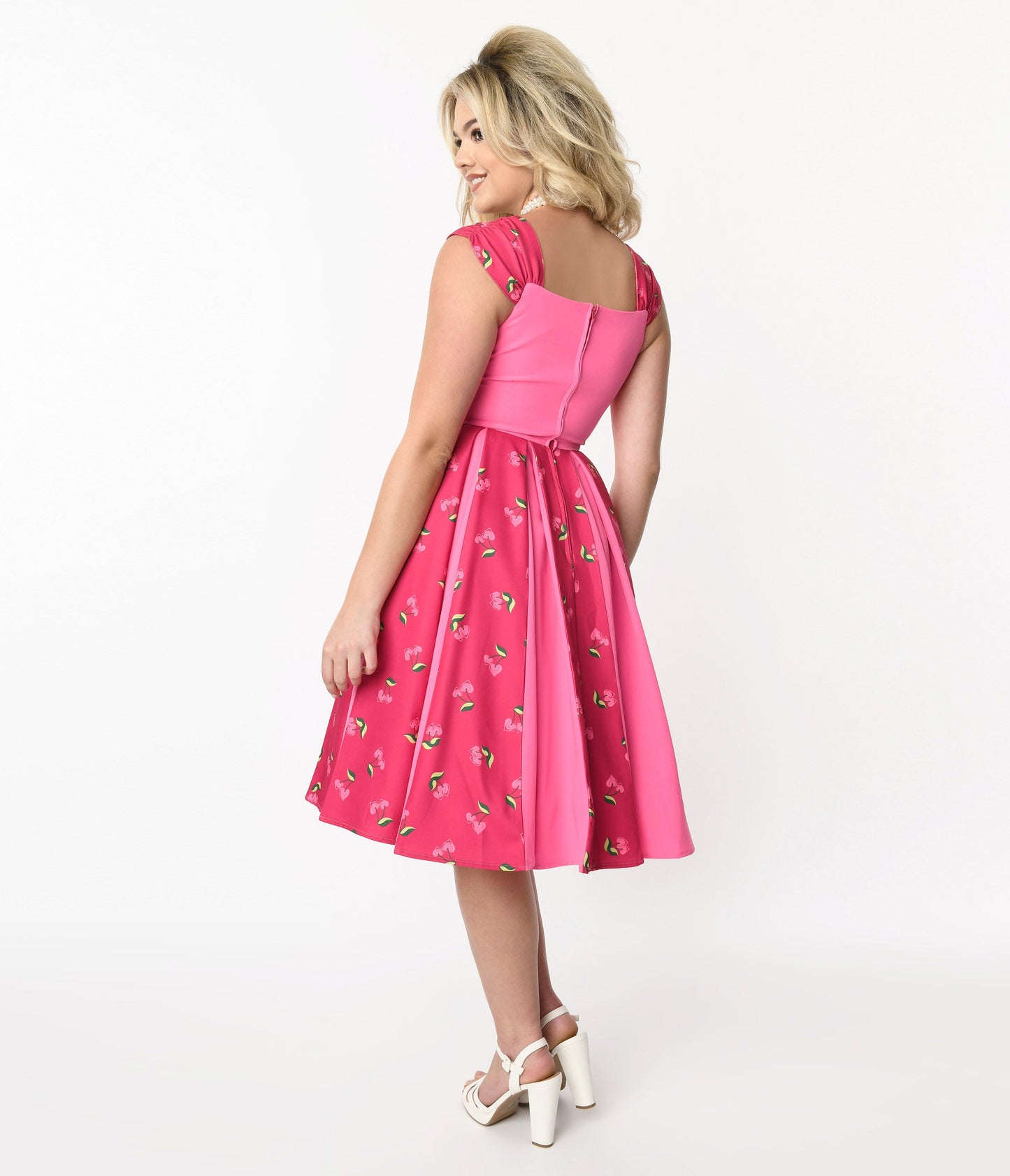 Unique Vintage Hot Pink & Heart Cherry Stripe Swing Dress - Unique Vintage - Womens, DRESSES, SWING