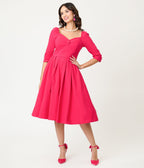 Unique Vintage Hot Pink Lamar Swing Dress - Unique Vintage - Womens, DRESSES, SWING