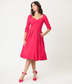 Unique Vintage Hot Pink Lamar Swing Dress - Unique Vintage - Womens, DRESSES, SWING