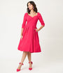 Unique Vintage Hot Pink Lamar Swing Dress