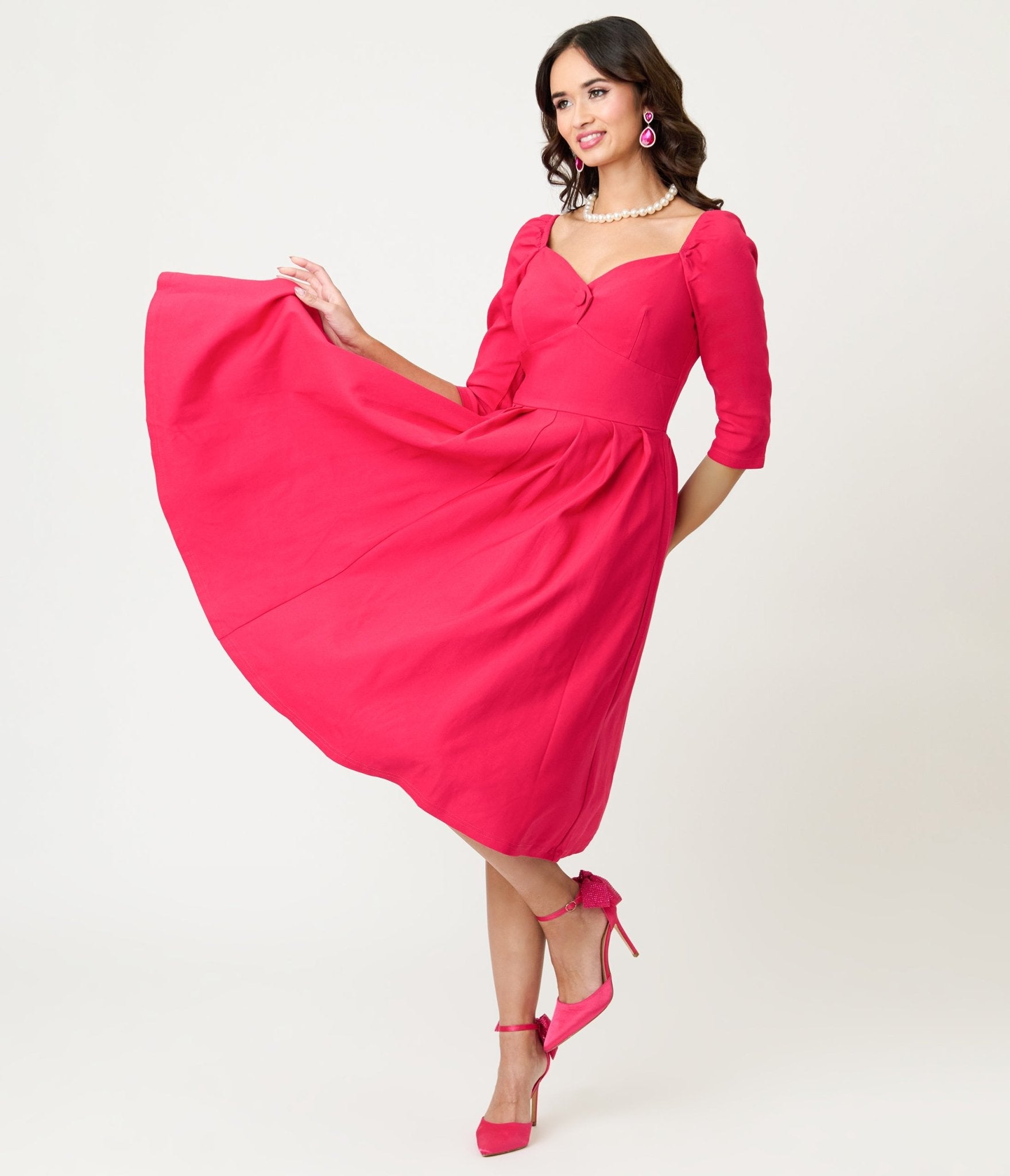 Unique Vintage Hot Pink Lamar Swing Dress - Unique Vintage - Womens, DRESSES, SWING