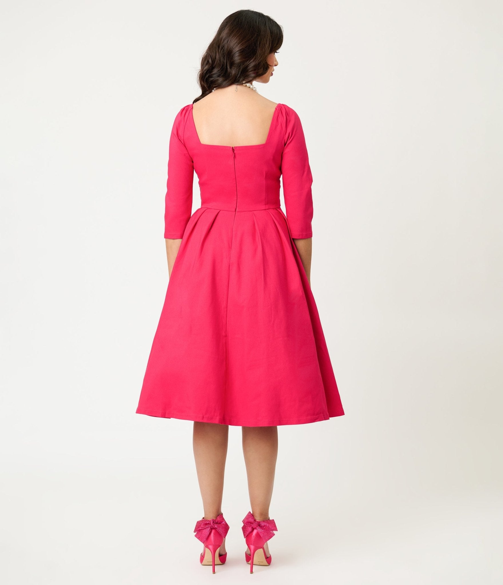 Unique Vintage Hot Pink Lamar Swing Dress