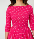 Unique Vintage Hot Pink Pin Dot Devon Swing Dress - Unique Vintage - Womens, DRESSES, SWING