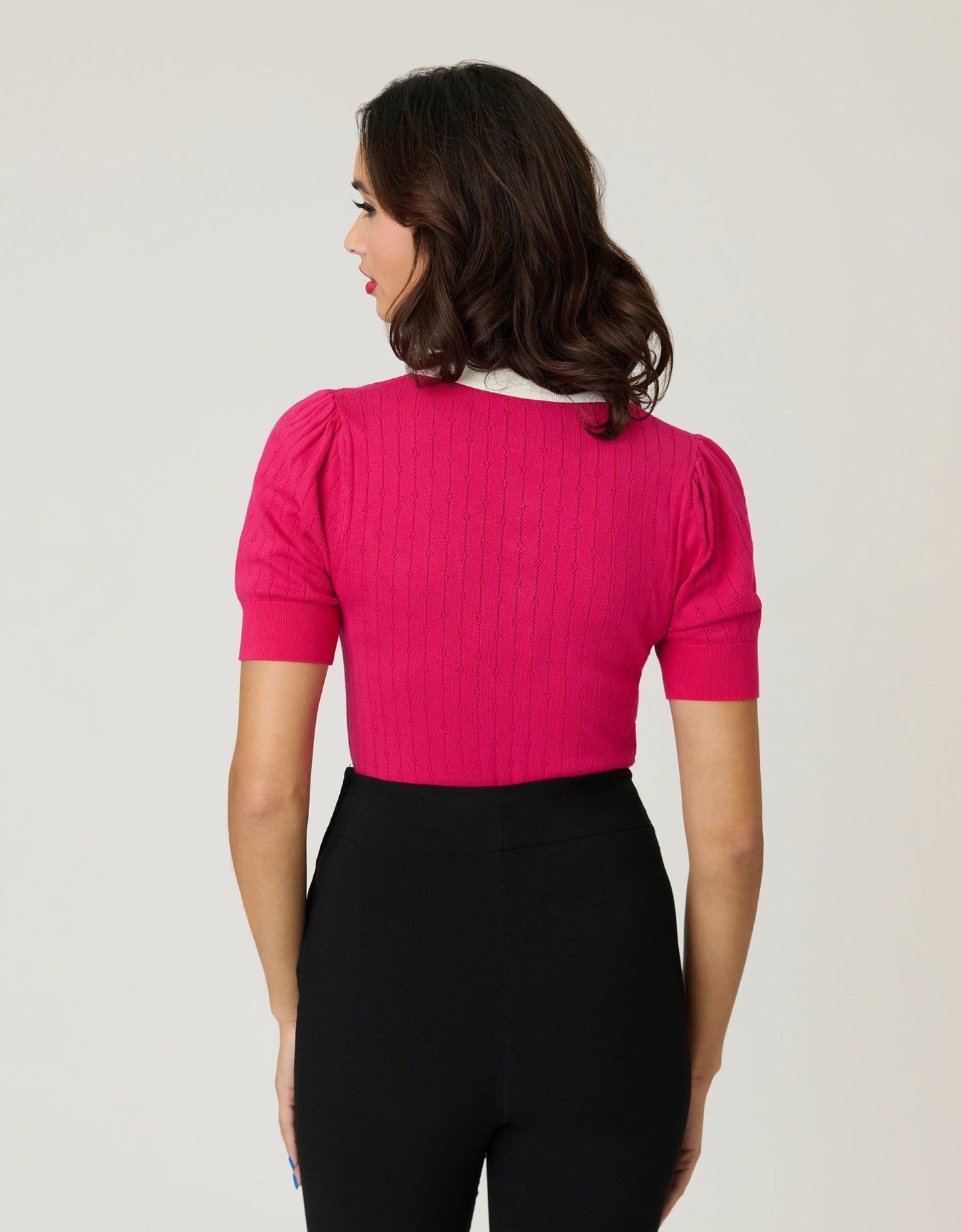 Unique Vintage Hot Pink & Rhinestone Buttons Prim & Pretty Sweater - Unique Vintage - Womens, TOPS, SWEATERS