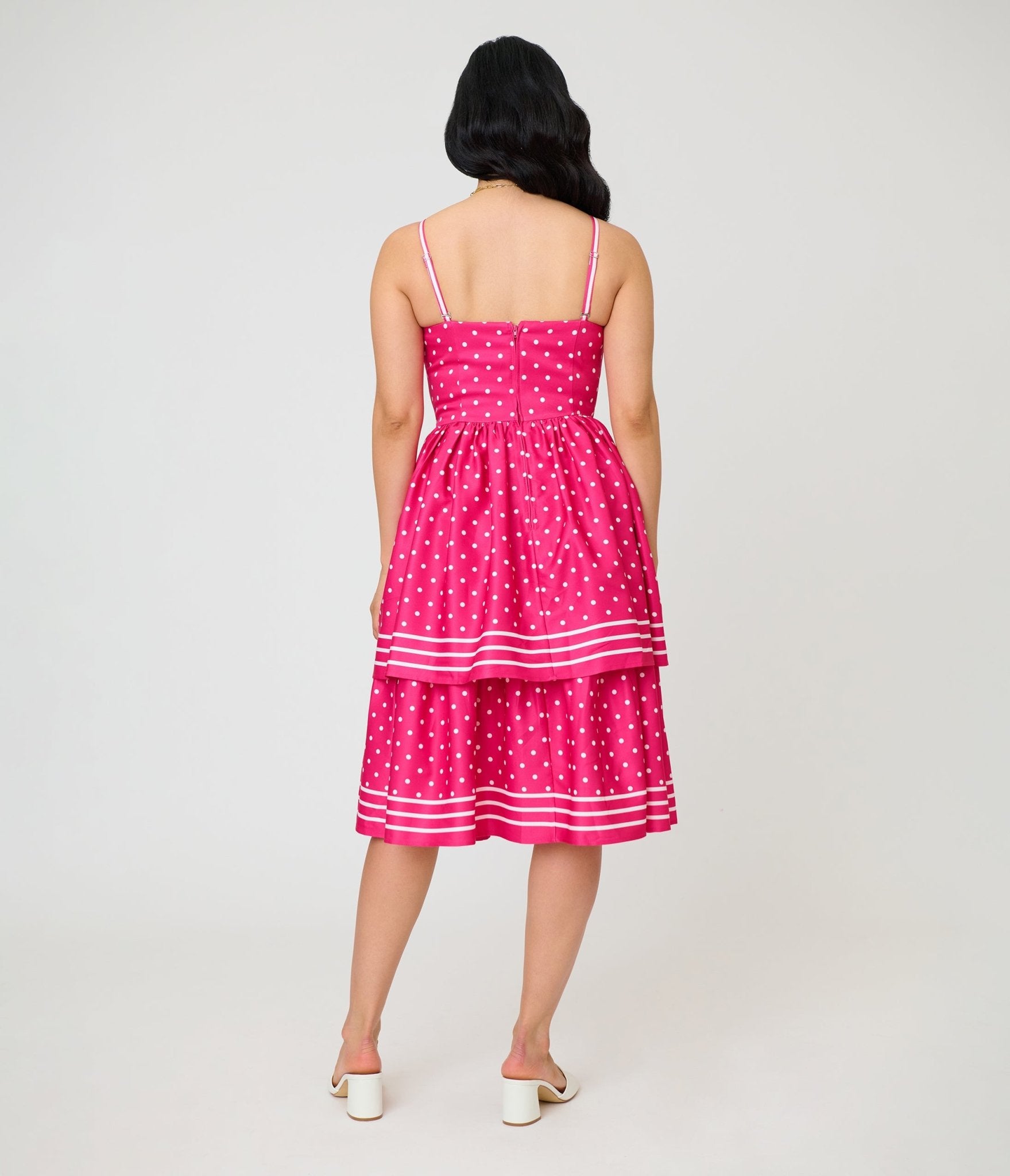 Unique Vintage Hot Pink Tiered Sweetheart Dress - Unique Vintage - Womens, DRESSES, SWING