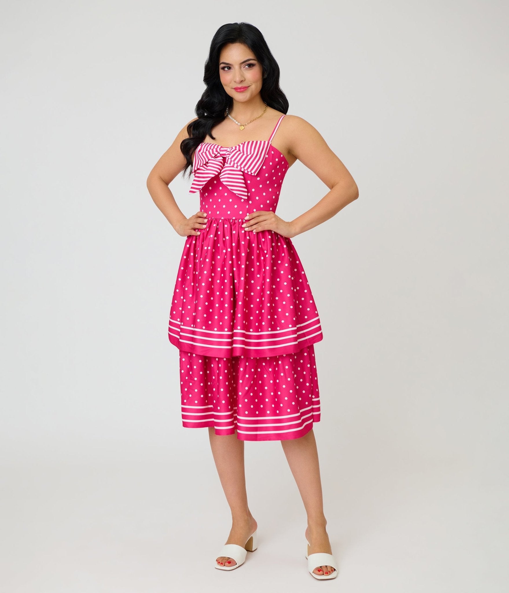 Unique Vintage Hot Pink Tiered Sweetheart Dress - Unique Vintage - Womens, DRESSES, SWING