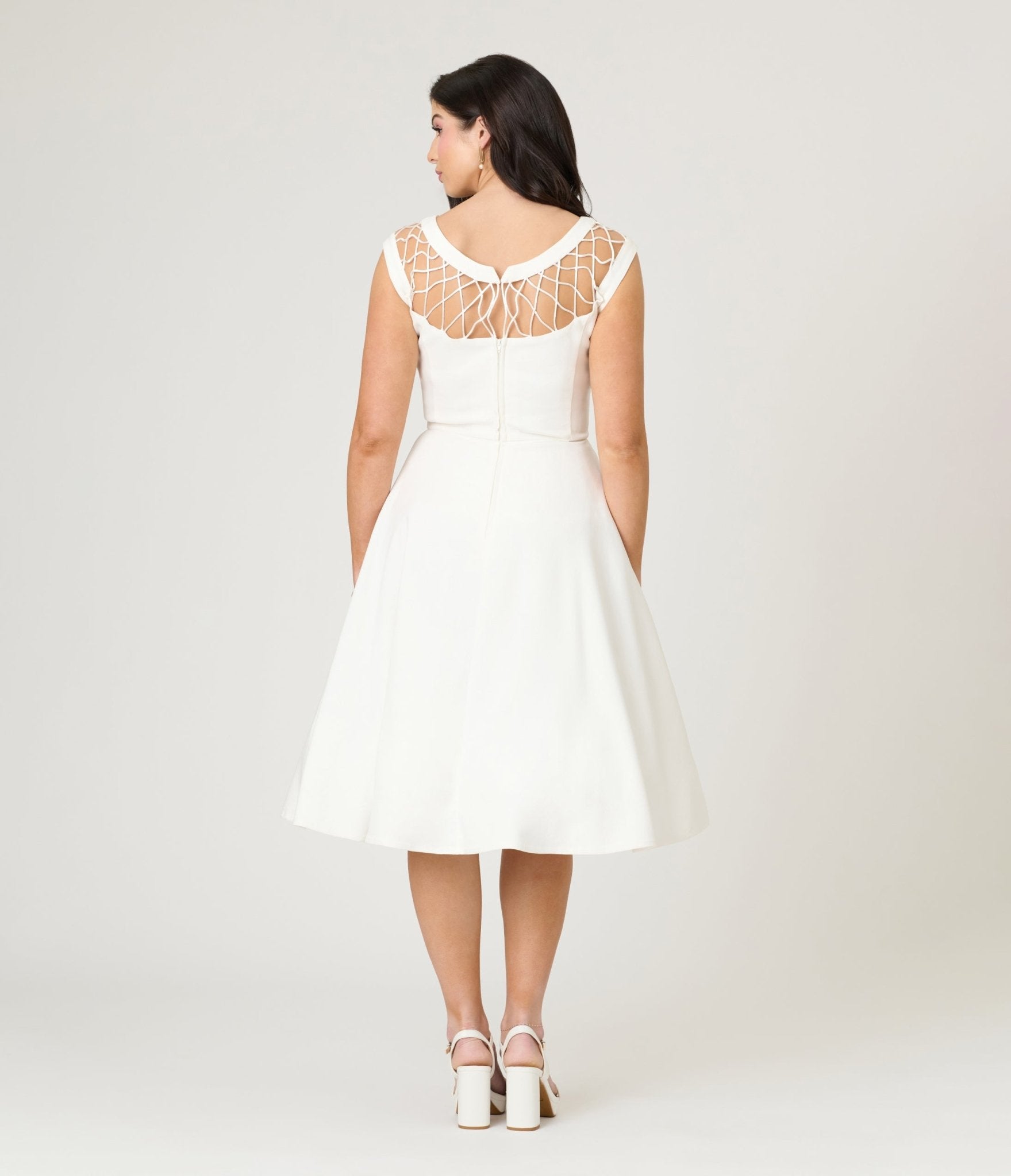 Unique Vintage Ivory Diamond Cable Swing Dress - Unique Vintage - Womens, DRESSES, SWING