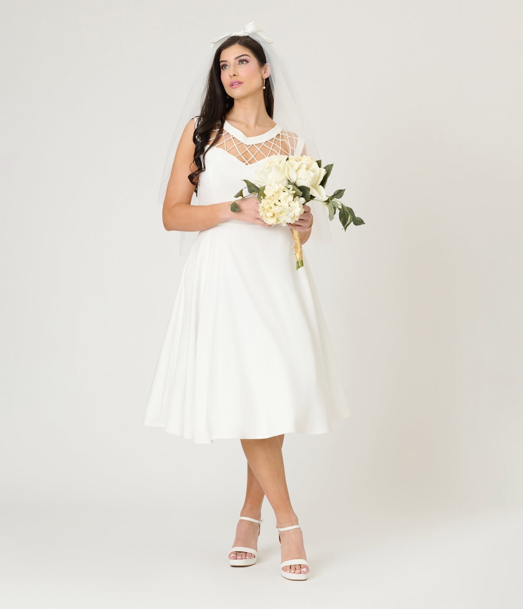 Unique Vintage Ivory Diamond Cable Swing Dress - Unique Vintage - Womens, DRESSES, SWING