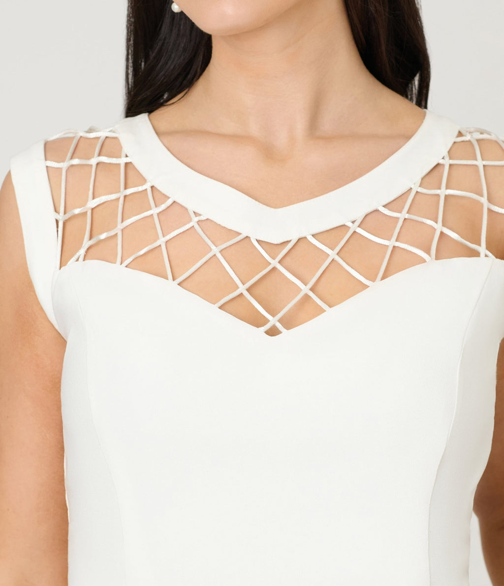 Unique Vintage Ivory Diamond Cable Swing Dress - Unique Vintage - Womens, DRESSES, SWING