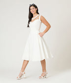 Unique Vintage Ivory Diamond Cable Swing Dress - Unique Vintage - Womens, DRESSES, SWING