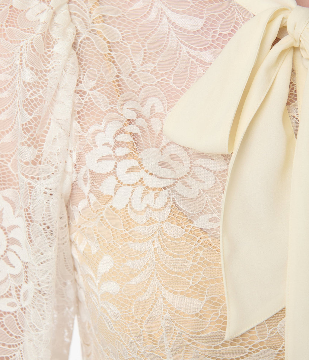 Unique Vintage Ivory Lace Gwen Blouse - Unique Vintage - Womens, TOPS, WOVEN TOPS