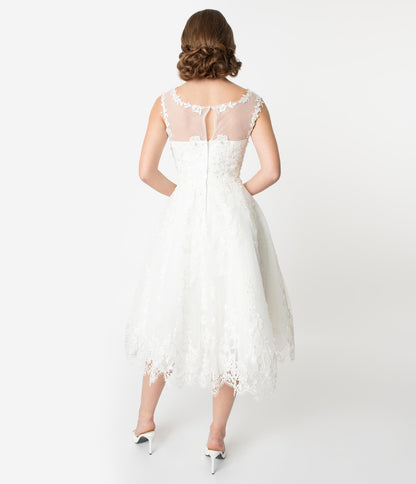 Unique Vintage Ivory Lace & Tulle Riviera Bridal Dress - Unique Vintage - Womens, DRESSES, BRIDAL