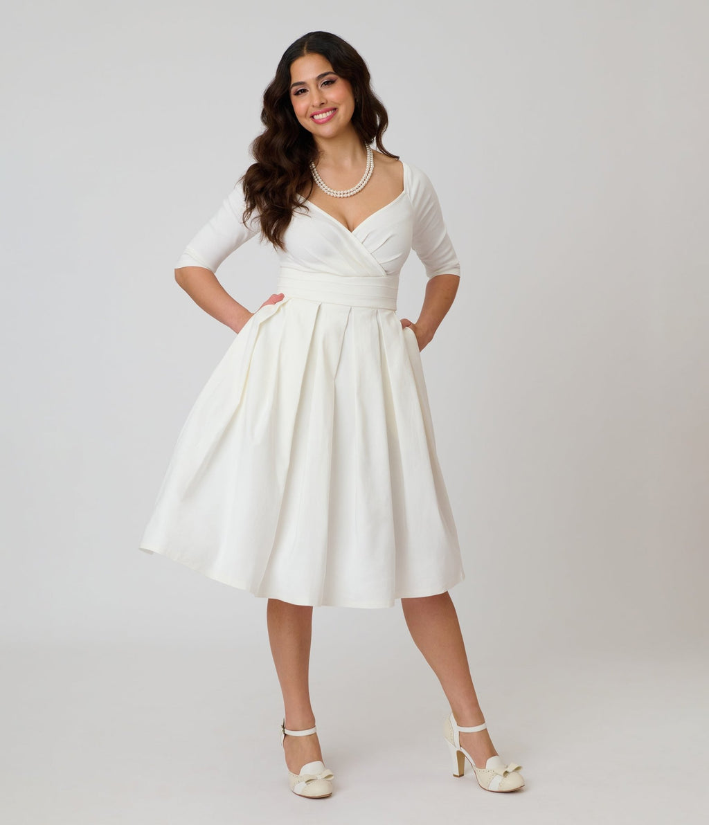 Unique Vintage Ivory Marceline Swing Dress - Unique Vintage - Womens, DRESSES, SWING