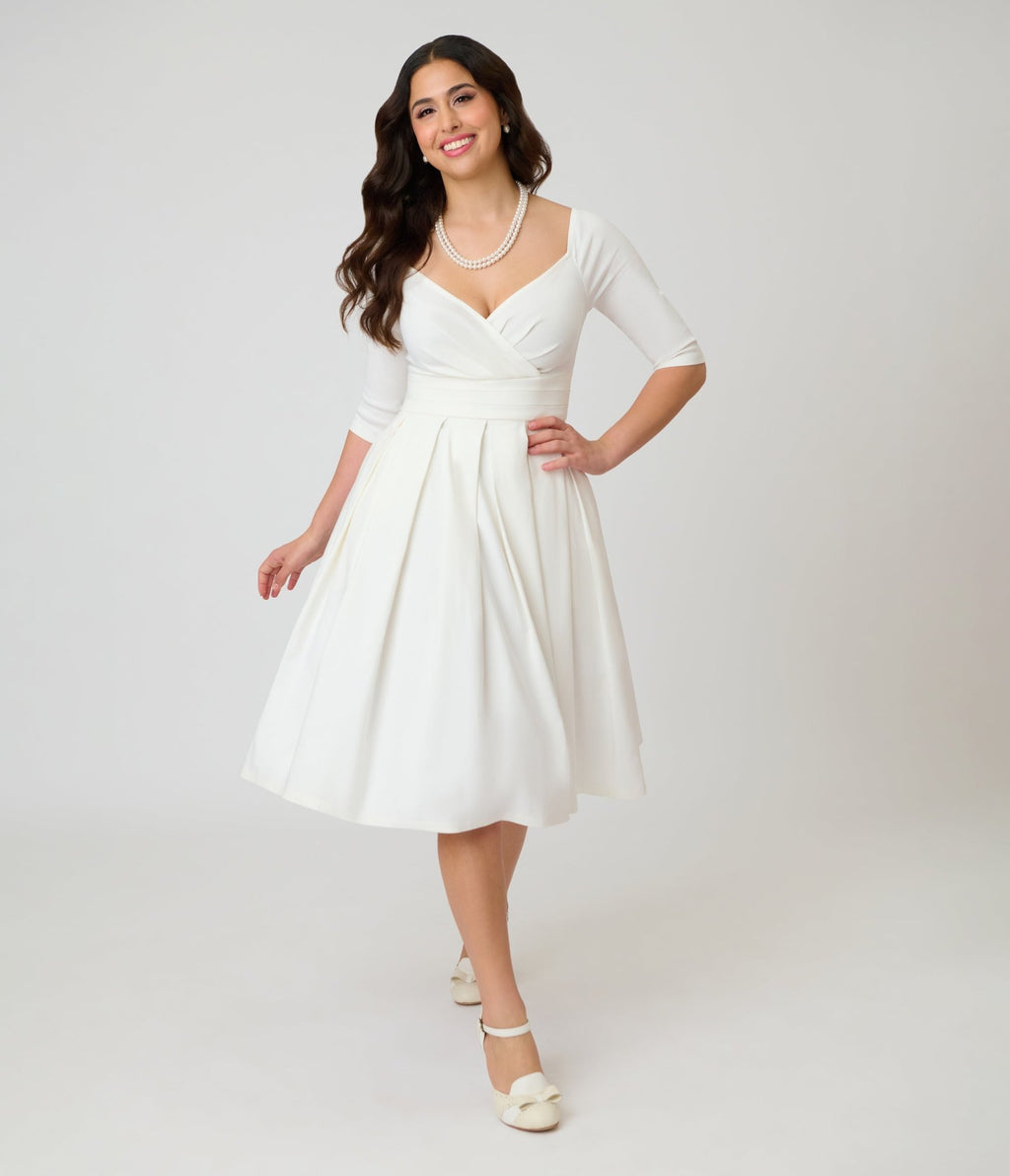 Unique Vintage Ivory Marceline Swing Dress - Unique Vintage - Womens, DRESSES, SWING