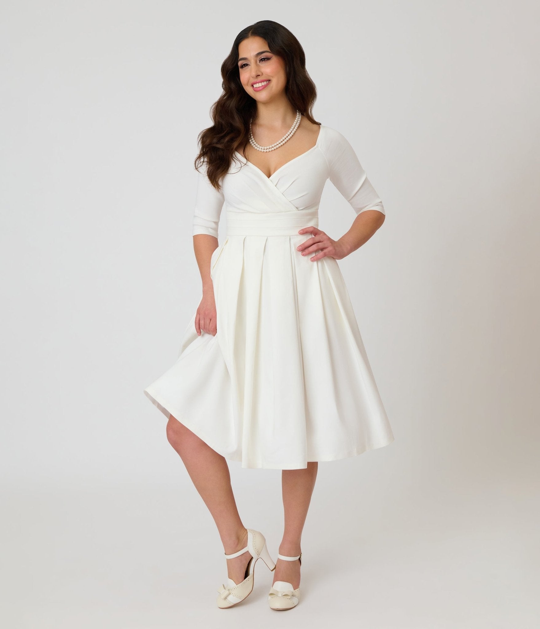 Unique Vintage Ivory Marceline Swing Dress - Unique Vintage - Womens, DRESSES, SWING