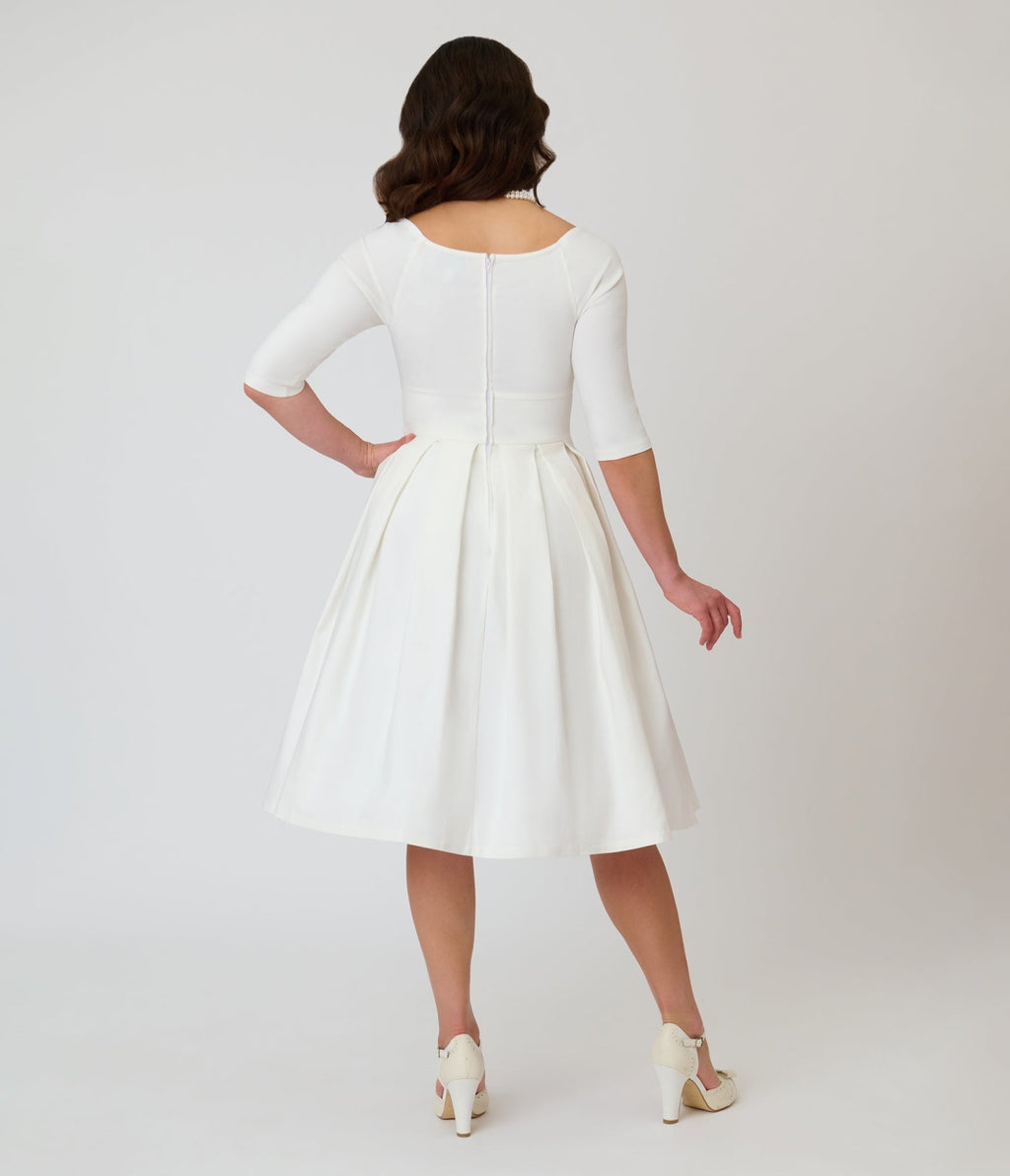 Unique Vintage Ivory Marceline Swing Dress - Unique Vintage - Womens, DRESSES, SWING