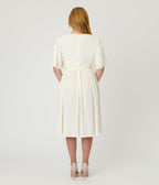 Unique Vintage Ivory Peacock Embossed Velvet Flutter Sleeve Lenora Swing Dress - Unique Vintage - Womens, DRESSES, SWING