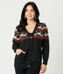 Unique Vintage Jack-O-Lantern Cat Fair Isle Button Cardigan