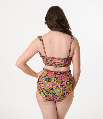 Unique Vintage Kaleidoscope Floral Southampton Swim Top - Unique Vintage - Womens, SWIM, TOP