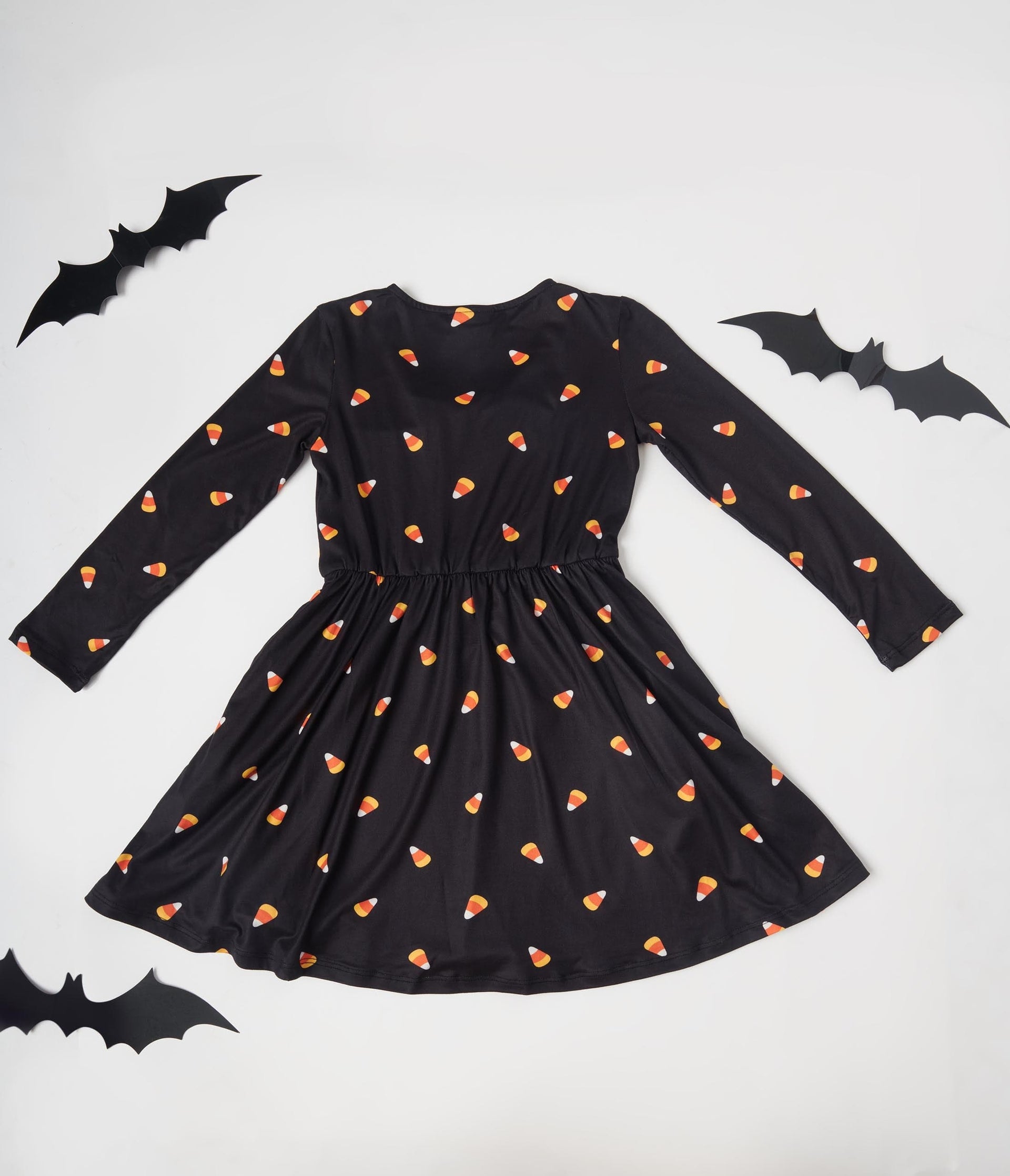 Unique Vintage Kids Black Candy Corn Hello Gorgeous Flare Dress - Unique Vintage - Kids, HALLOWEEN, DRESSES