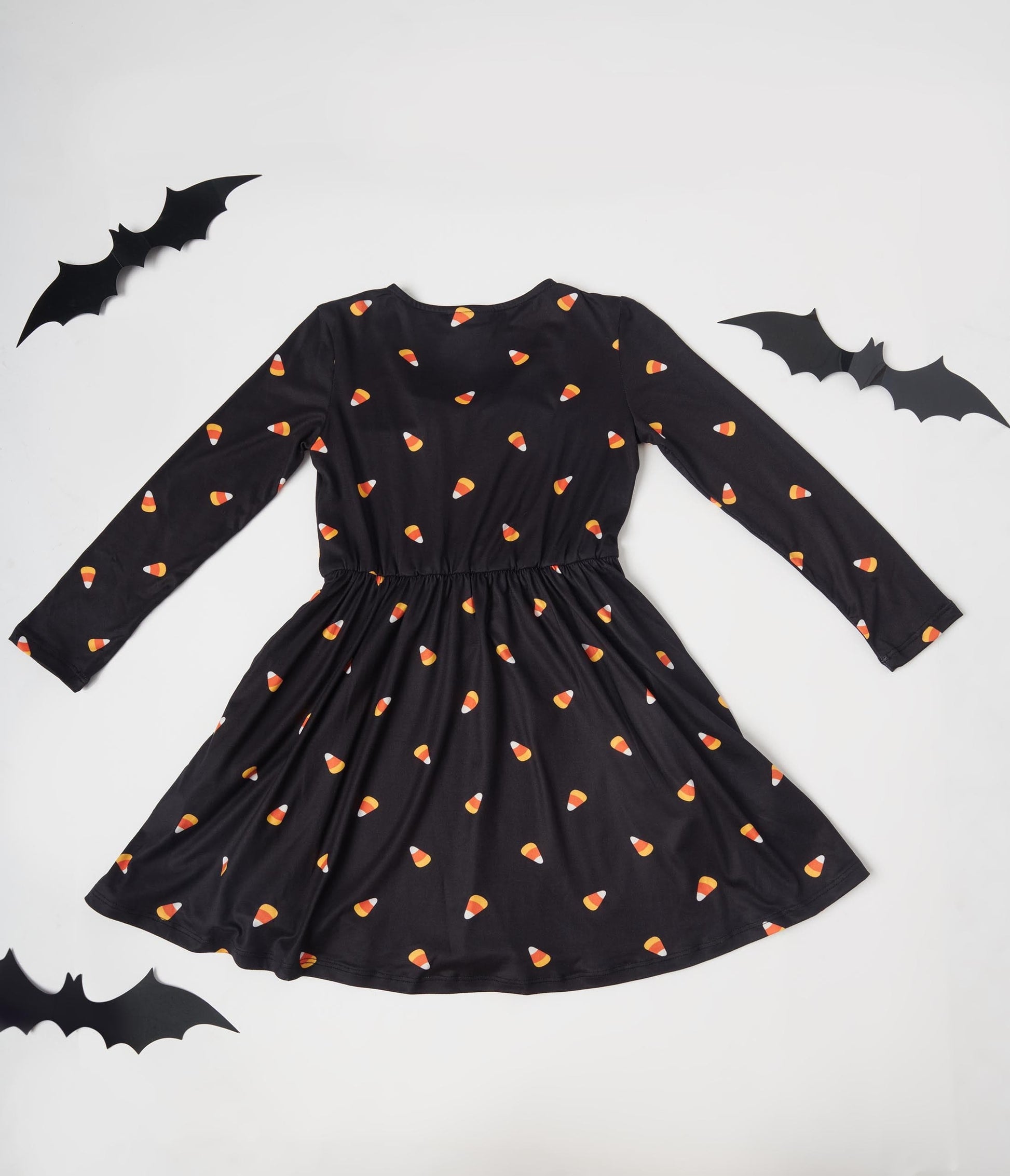 Unique Vintage Kids Black Candy Corn Hello Gorgeous Flare Dress - Unique Vintage - Kids, HALLOWEEN, DRESSES