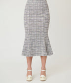 Unique Vintage Lavender Plaid Boucle Trumpet Skirt - Unique Vintage - Womens, BOTTOMS, SKIRTS