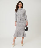 Unique Vintage Lavender Plaid Boucle Trumpet Skirt - Unique Vintage - Womens, BOTTOMS, SKIRTS
