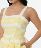 Unique Vintage Lemon Merengue & White Lace Sundress - Unique Vintage - Womens, DRESSES, SWING