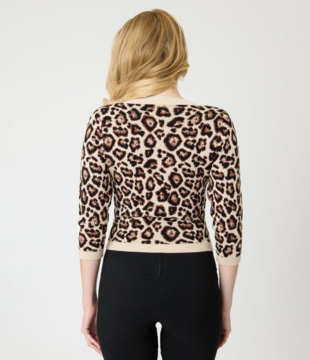 Unique Vintage Leopard Print Cardigan - Unique Vintage - Womens, TOPS, SWEATERS