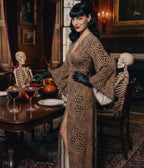 Unique Vintage Leopard Velvet Peggy Maxi Dress - Unique Vintage - Womens, DRESSES, MAXI