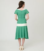 Unique Vintage Light Green & Ivory Wilshire Flapper Dress - Unique Vintage - Womens, FLAPPER, DRESSES