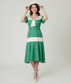 Unique Vintage Light Green & Ivory Wilshire Flapper Dress - Unique Vintage - Womens, FLAPPER, DRESSES