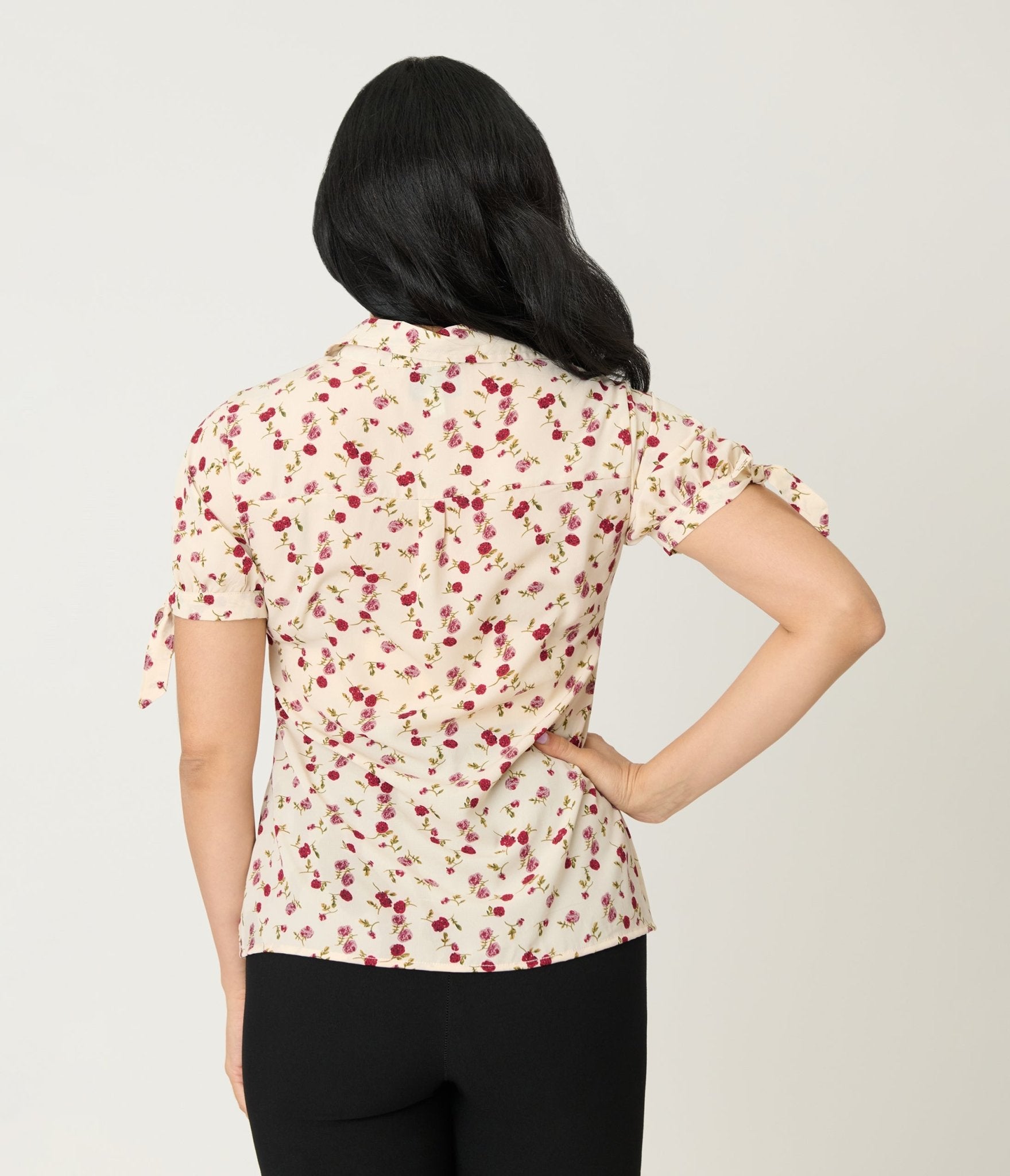 Unique Vintage Light Pink & Floral Print Colvin Blouse - Unique Vintage - Womens, TOPS, WOVEN TOPS