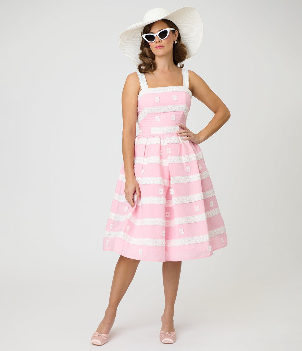 Unique Vintage Light Pink Shopper Sundress - Unique Vintage - Womens, DRESSES, SWING
