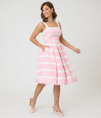Unique Vintage Light Pink Shopper Sundress - Unique Vintage - Womens, DRESSES, SWING