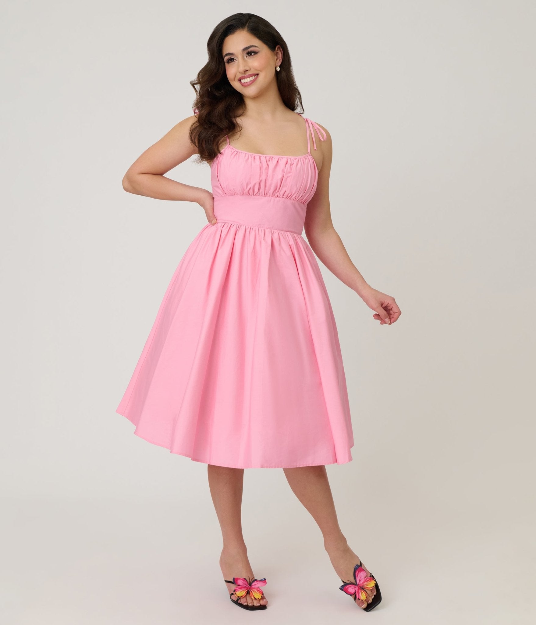 Unique Vintage Light Pink Sleeveless Cotton Swing Dress - XS/0-2 Unique Vintage Light Pink Sleeveless Cotton Swing Dress - XS/0-2