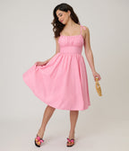 Unique Vintage Light Pink Sleeveless Cotton Swing Dress - Unique Vintage - Womens, DRESSES, SWING
