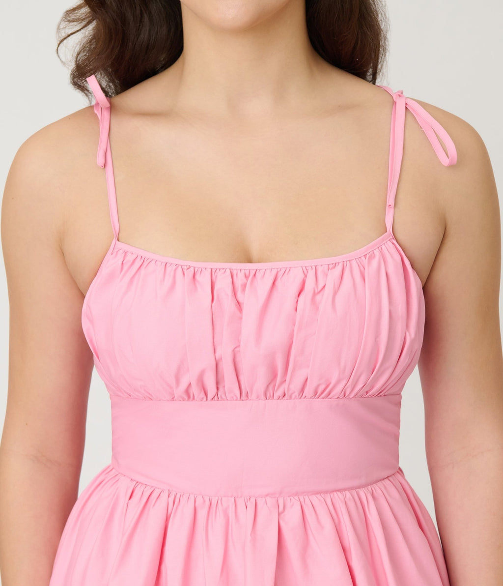 Unique Vintage Light Pink Sleeveless Cotton Swing Dress - Unique Vintage - Womens, DRESSES, SWING