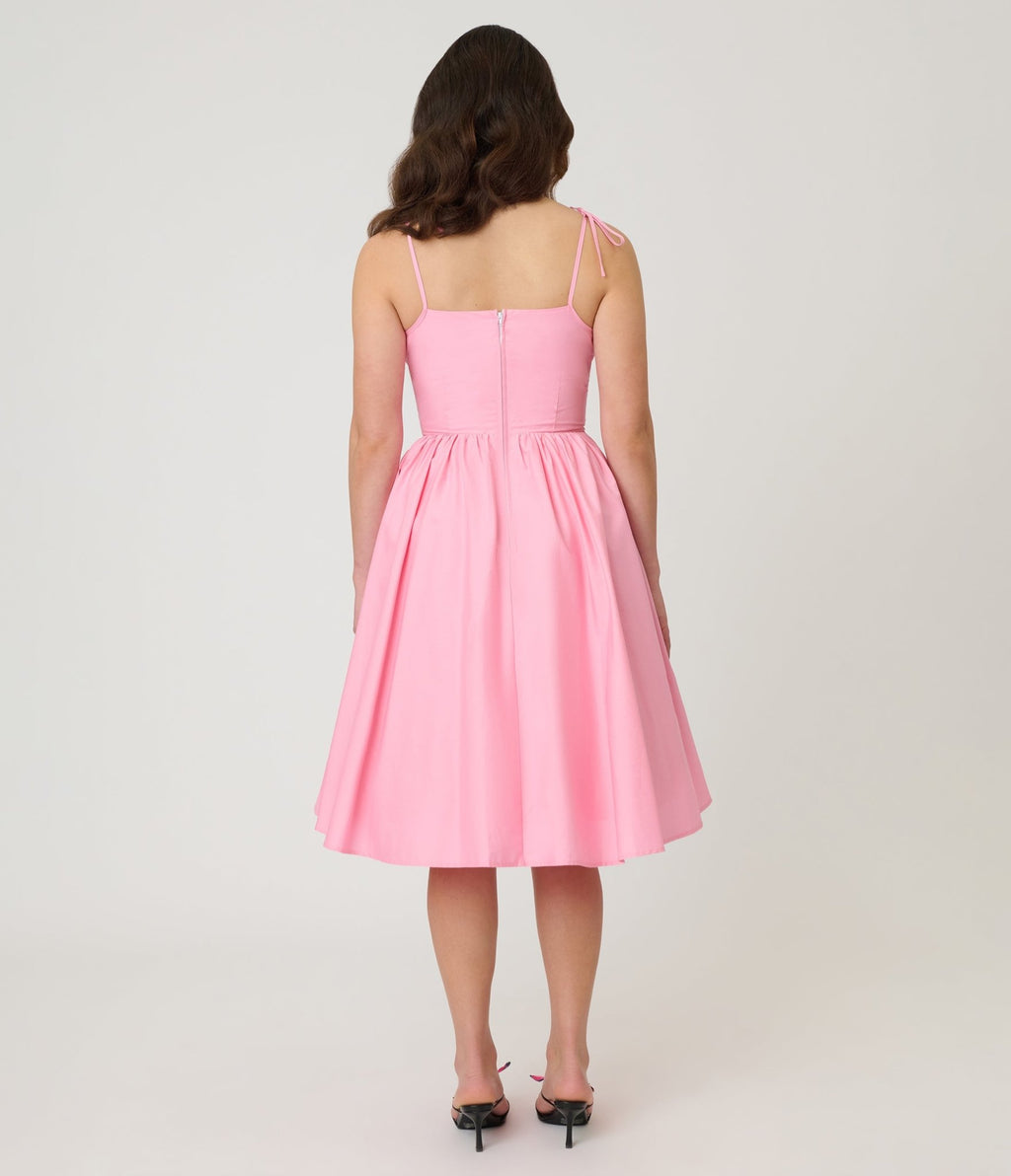 Unique Vintage Light Pink Sleeveless Cotton Swing Dress - Unique Vintage - Womens, DRESSES, SWING
