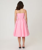 Unique Vintage Light Pink Sleeveless Cotton Swing Dress - Unique Vintage - Womens, DRESSES, SWING