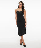 Unique Vintage Midi Length Black Stretch Slip - Unique Vintage - Womens, ACCESSORIES, SLIPS
